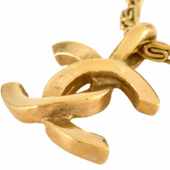 CHANEL CC Logo Necklace 16" Gold Tone Auth - Picture 5 of 6